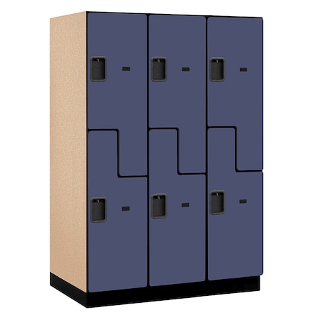 Salsbury Industries 2 Tier 'S' Designer Locker, 54"Wx76"Hx24"D, 6 Door, Blue 18-27364BLU